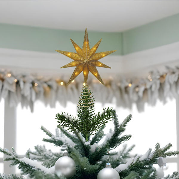 Gouden ster voor in de kerstboom, bovenkant 20 cm Gouden ster voor in de kerstboom, bovenkant 20 cm