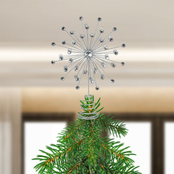 23cm Christmas Tree Topper Glitter Star Silver | Christmas | Tree Décor 23cm Christmas Tree Topper Glitter Star Silver | Christmas | Tree Décor