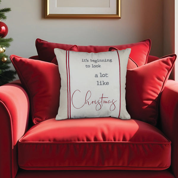 HASTHIP® 4Pcs Christmas Square Pillow Covers 15.7 inches Red Square  Linen Printed Pillow Cover Classic Christmas Sofa Pillow Covers Square  Pillow Covers for Christmas main image 1