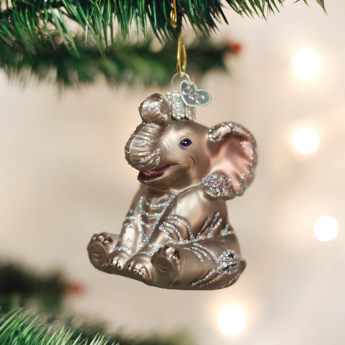 輸入品・未使用】Old World Christmas Little Elephant Glass Ornament-