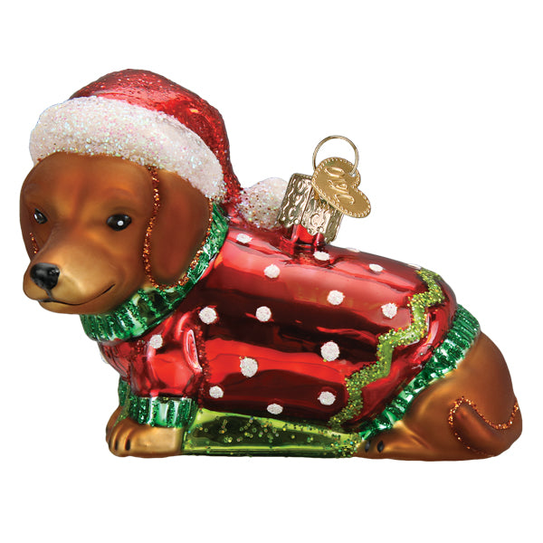 Dashing Dachshund Puppy Ornament