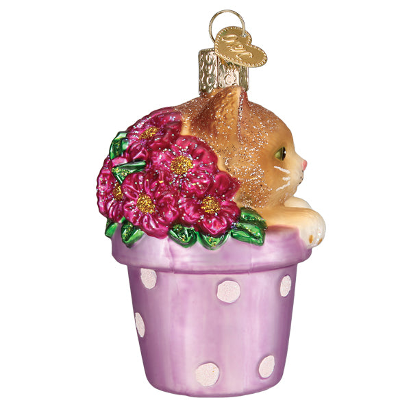 Kitten In Flower Pot Ornament