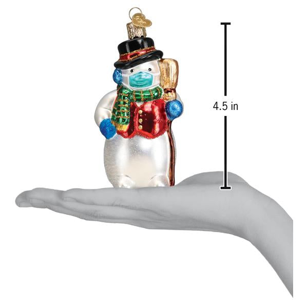 Snowman With Face Mask Ornament