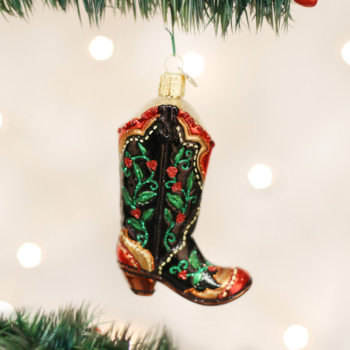 Old World Christmas Brown Pair of Cowboy Boots Ornament