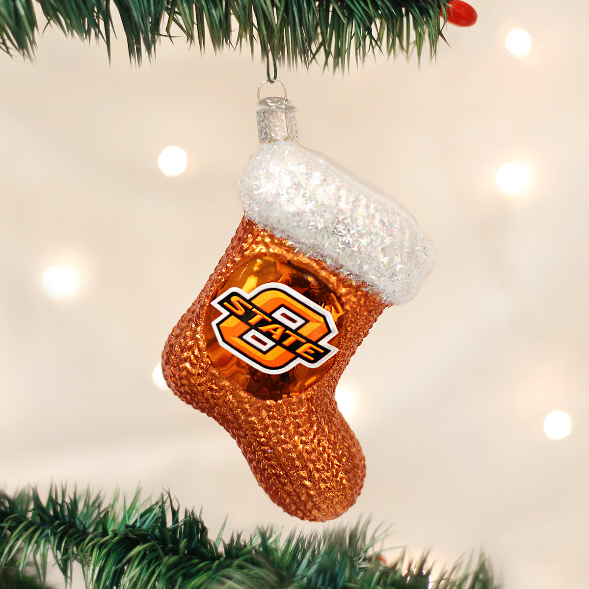 Old World Christmas Oklahoma State Stocking Glass Blown Ornament