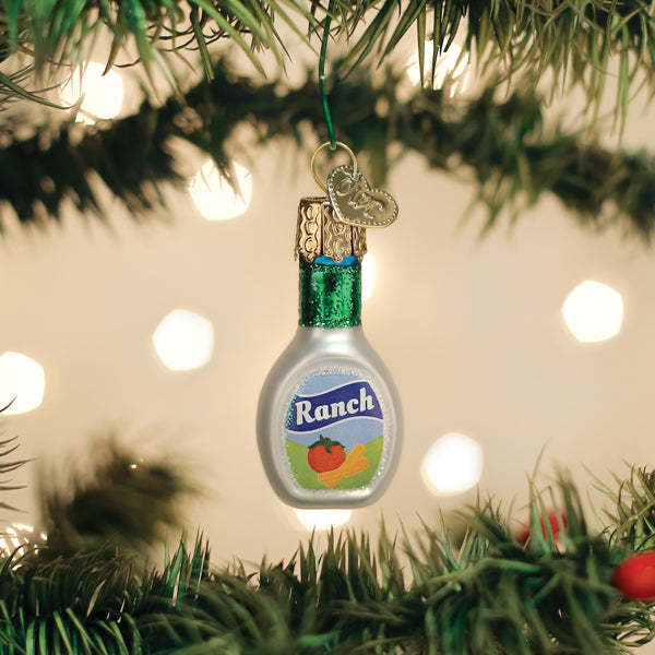 ranch dressing bottle christmas ornament Mini Ranch Dressing Glass Ornament
