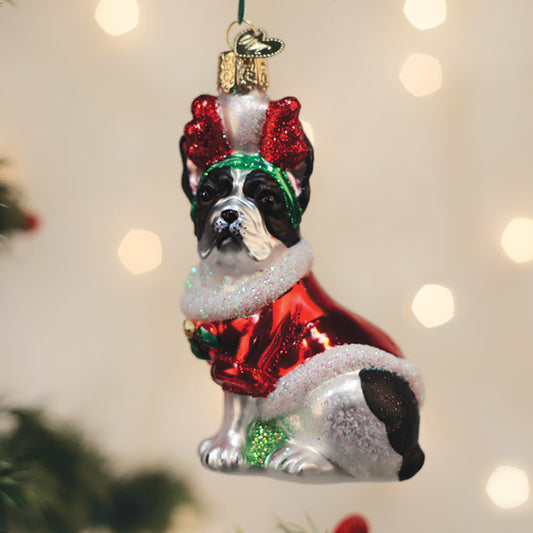 Holiday French Bulldog Ornament