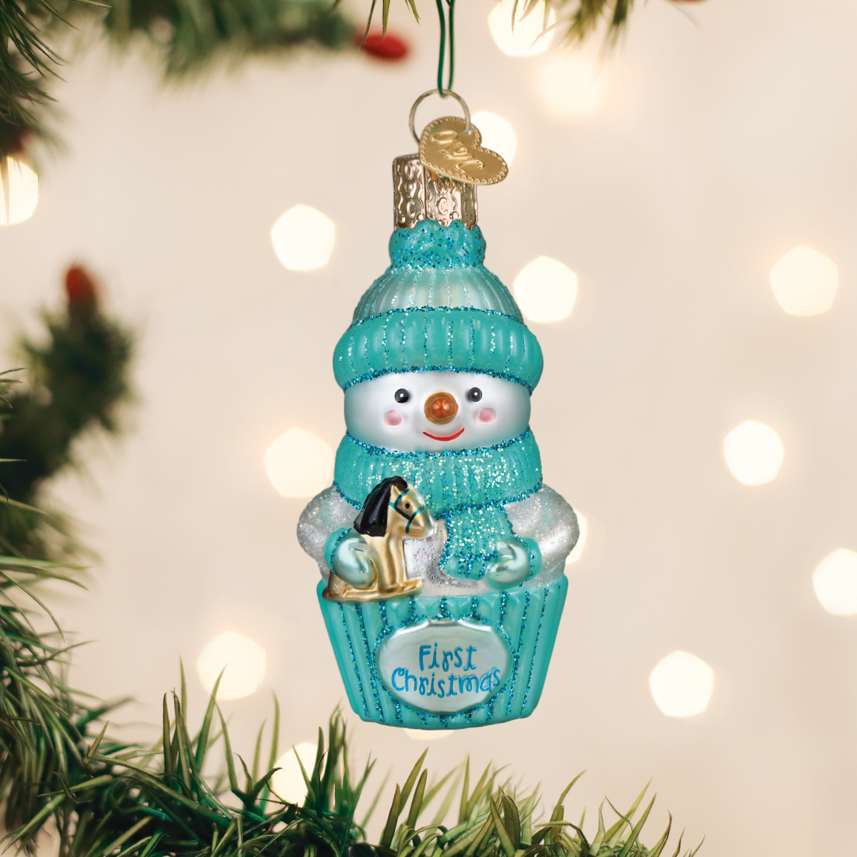 Snow Baby Cupcake Boy Ornament