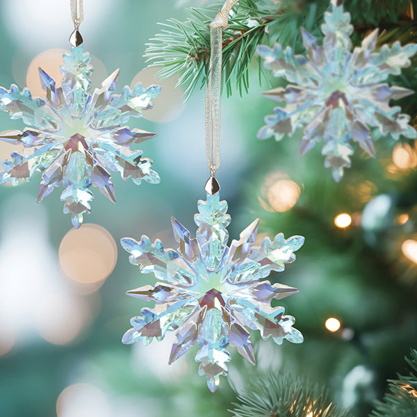 Faceted Crystal Snowflake Ornament - Winter Ice