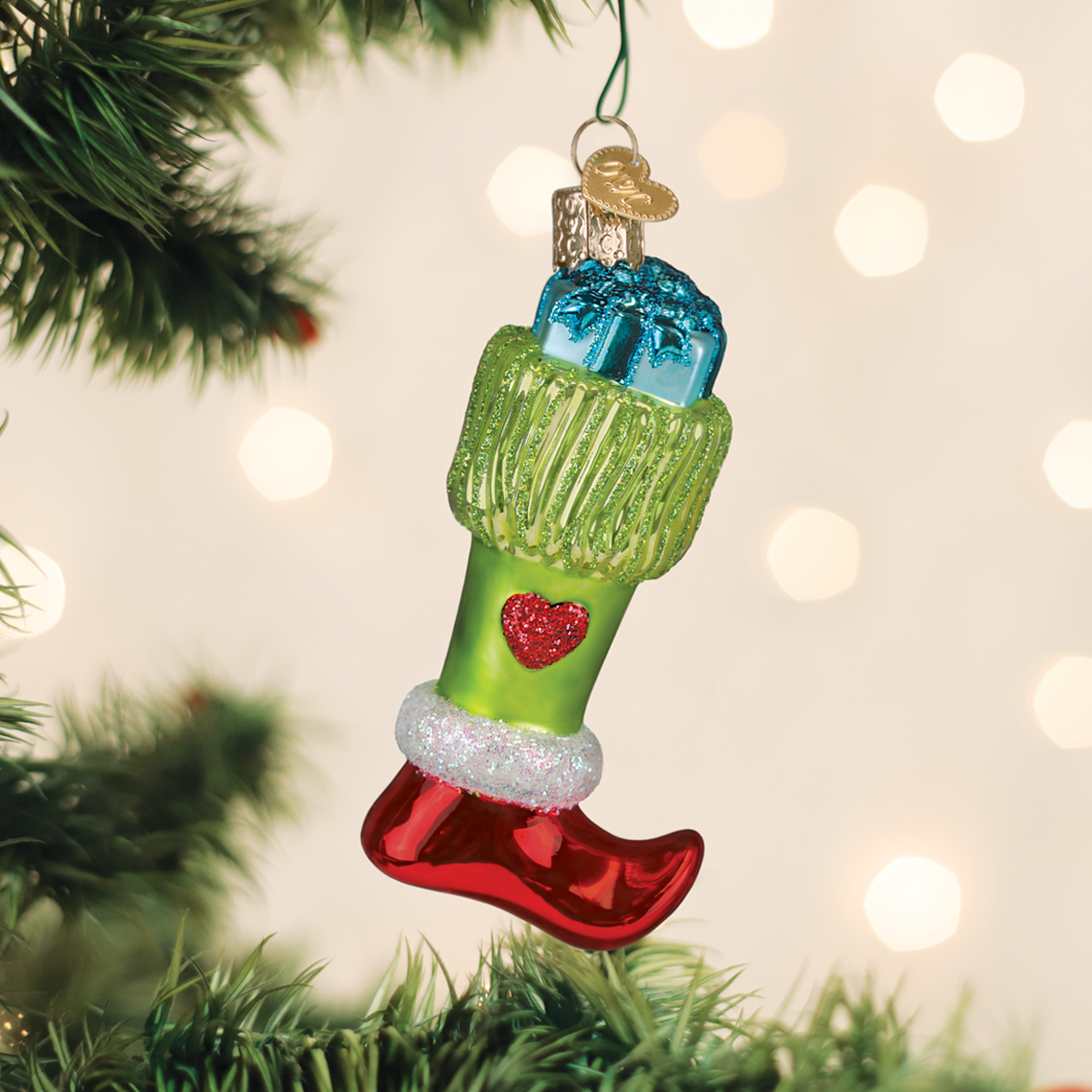 Green Mischief Stocking Ornament