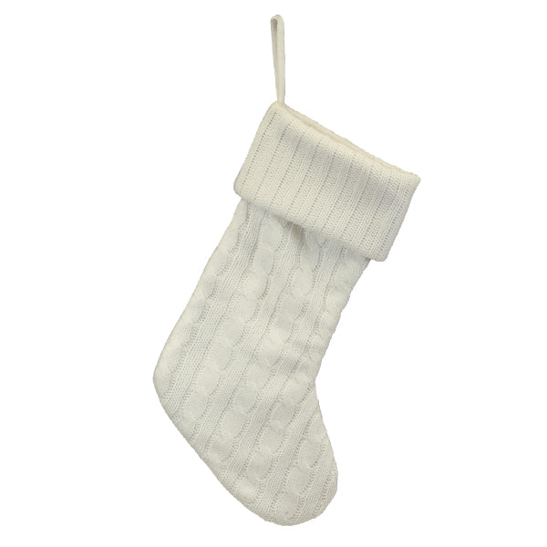 White Plush Cable Knit Stocking