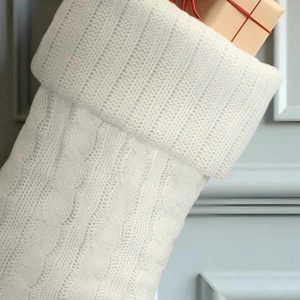 White Plush Cable Knit Stocking