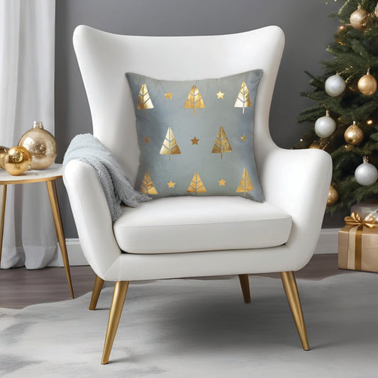 18" Gold Tree Motif Square Pillow