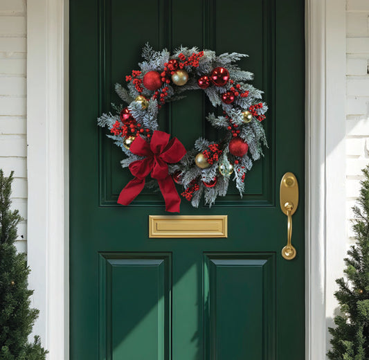 24" Holiday Splendor Red And Gold Aspen Wreath