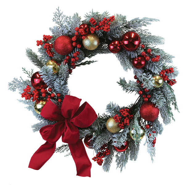 24" Holiday Splendor Red And Gold Aspen Wreath