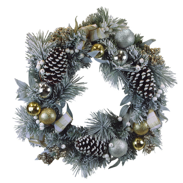 30% off 24" Silver & Gold Frosted Fir Wreath