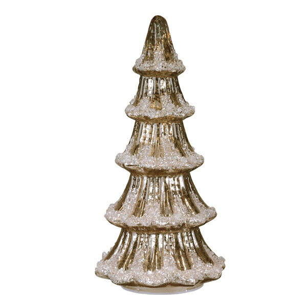 12" Lit Gold Mercury Glass Tabletop Tree