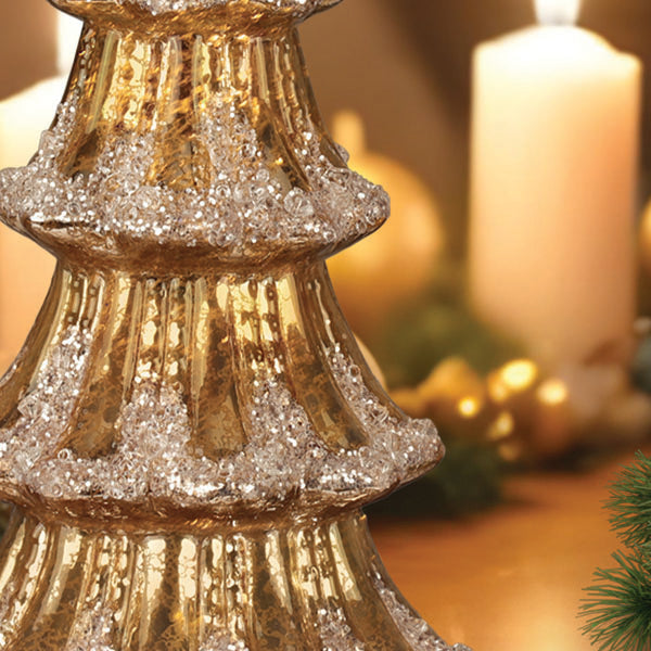 12" Lit Gold Mercury Glass Tabletop Tree