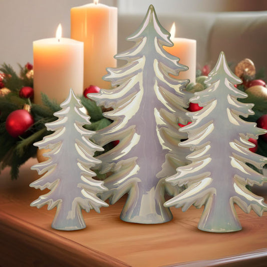 Iridescent Ceramic Trees Set