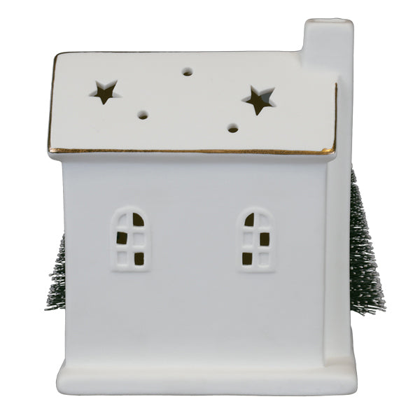 Lit Ceramic House With Trees