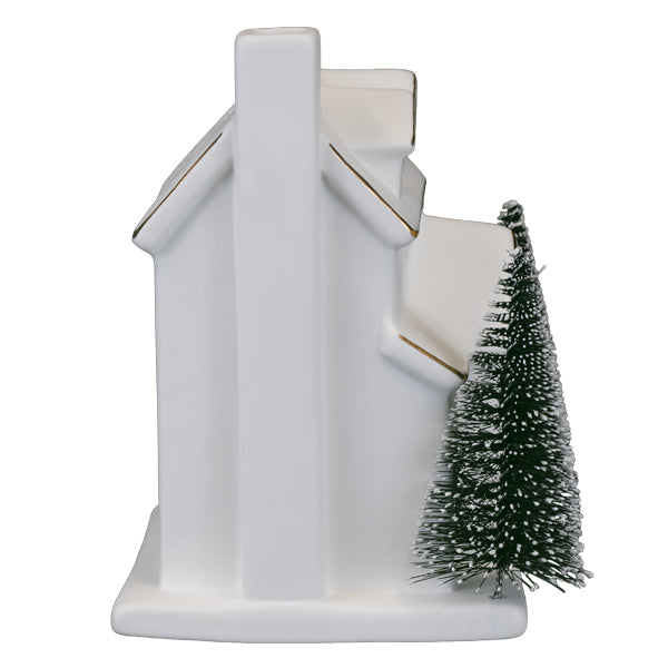 Lit Ceramic House With Trees