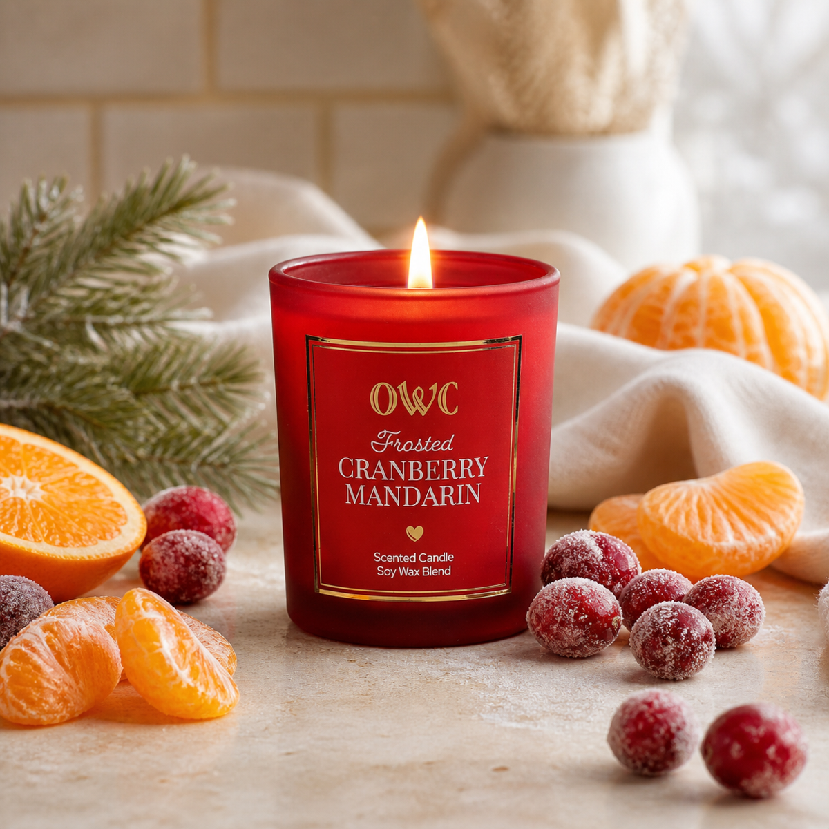 Frosted Cranberry Mandarin Votive Candle