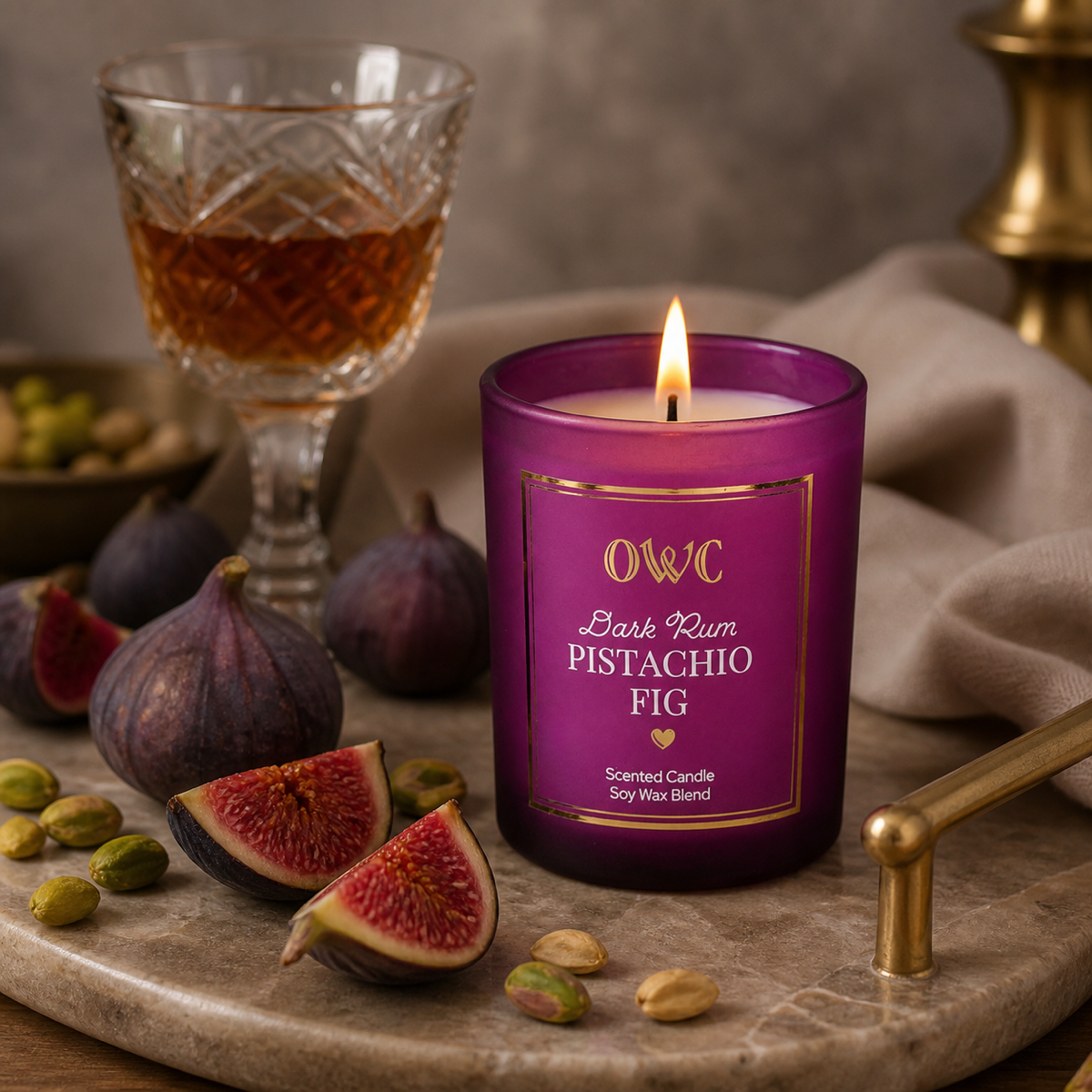 Dark Rum Pistachio Fig Votive Candle