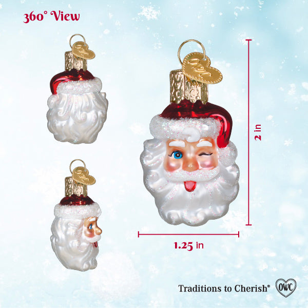 Mini Winking Santa Ornament