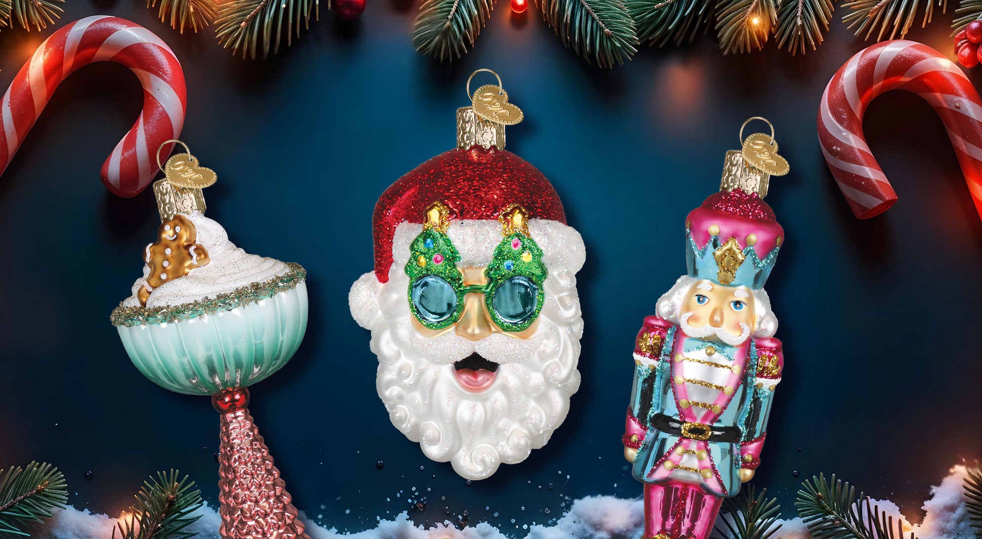 Old World Christmas ミニバンブルグラス ハンギングオーナメント