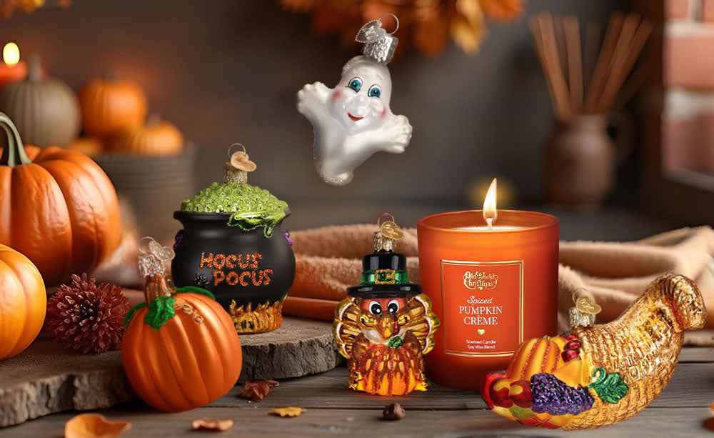 Old World Christmas 小さなカボチャガラス吹きオーナメント