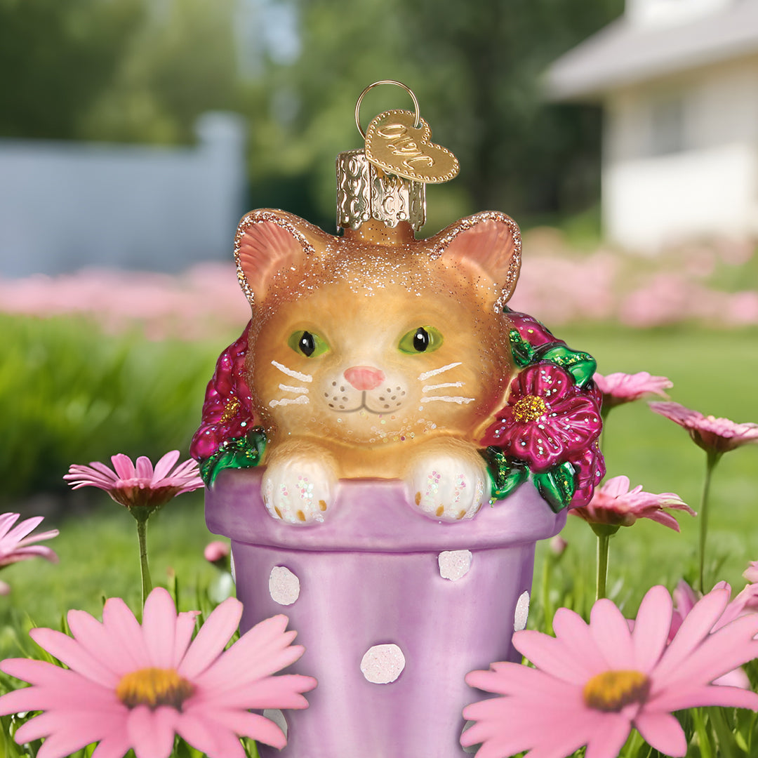 Kitten In Flower Pot Ornament