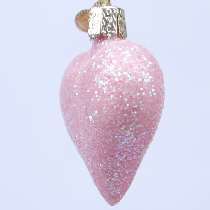 Pink Glittered Heart Ornament – Old World Christmas