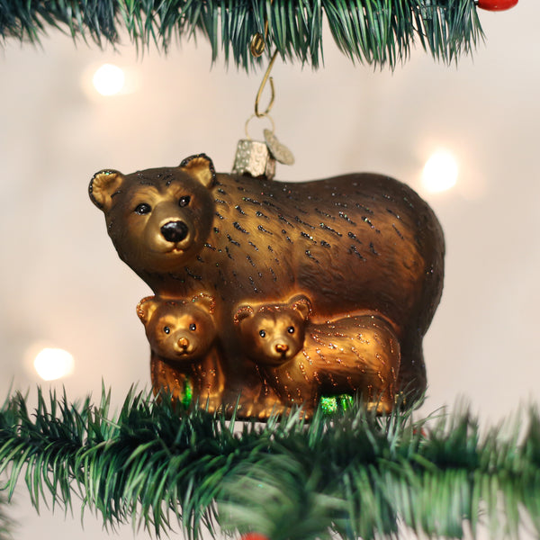 Bear Ornament,Mama Bear with Cubs Layered Christmas Tree Ornament Wooden 3D  Christmas Ornament 2023 (Bear)