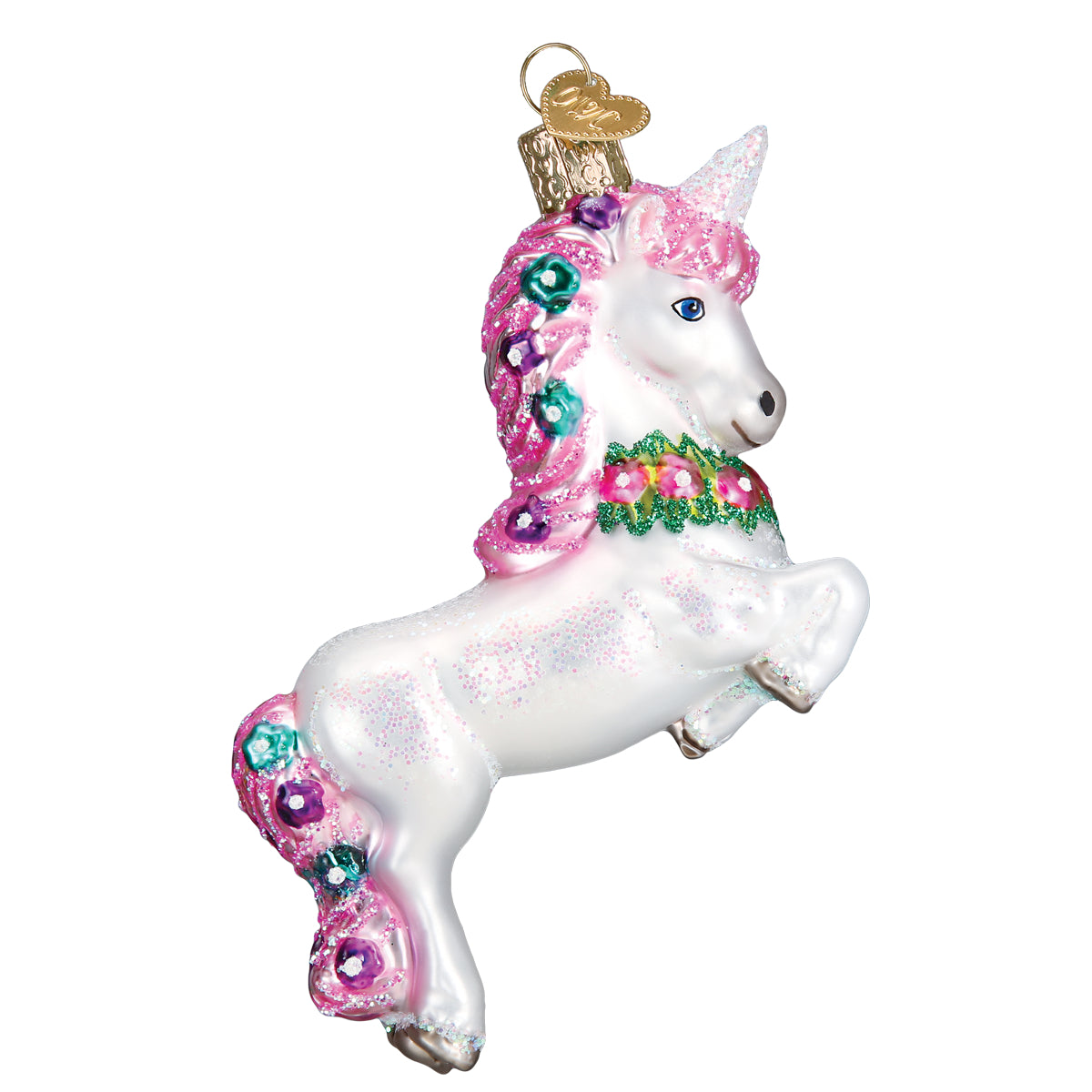 Kurt Adler Unicorno Rosa Opaco Con Glitter - Ornamento Per Albero Di Natale 11cm