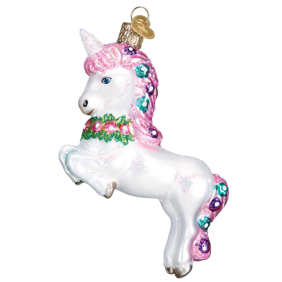 Old World Christmas Baby Unicorn Ornament – Hand Blown Glass, Hand Painted, Glittered, 12534 2 thumbnail image