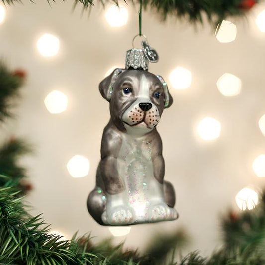 Puppy Pitbull Christmas Ornament