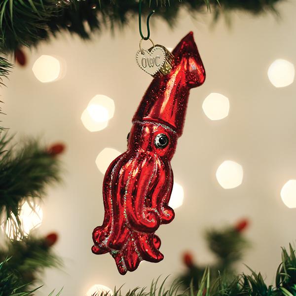 Red Squid Ornament