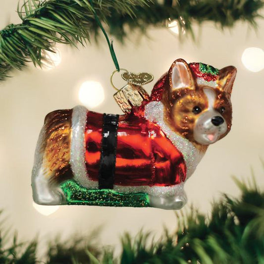 Inspired Silver 'I Love Corgis' Christmas Ornament - Silver Plated Paw Charm With Cubic Zirconia, 2.5 Inch