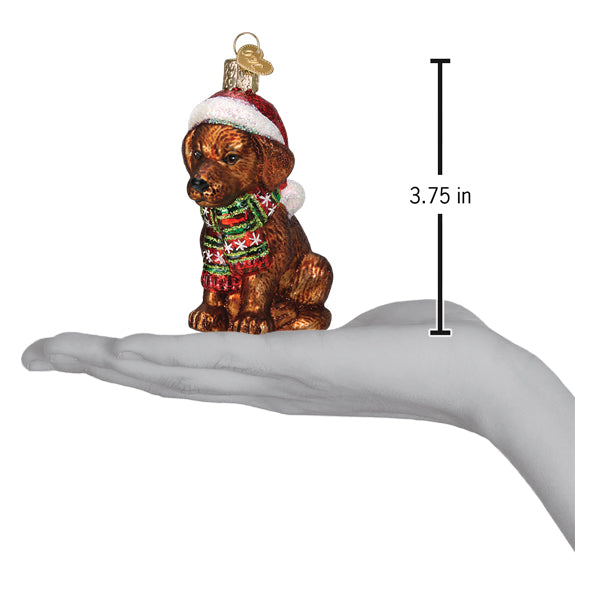 Holiday Chocolate Labrador Pup Ornament