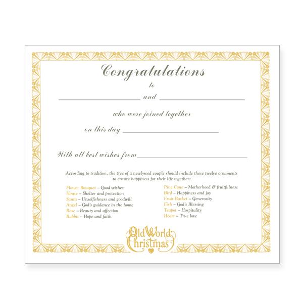 Bride's Collection Certificate