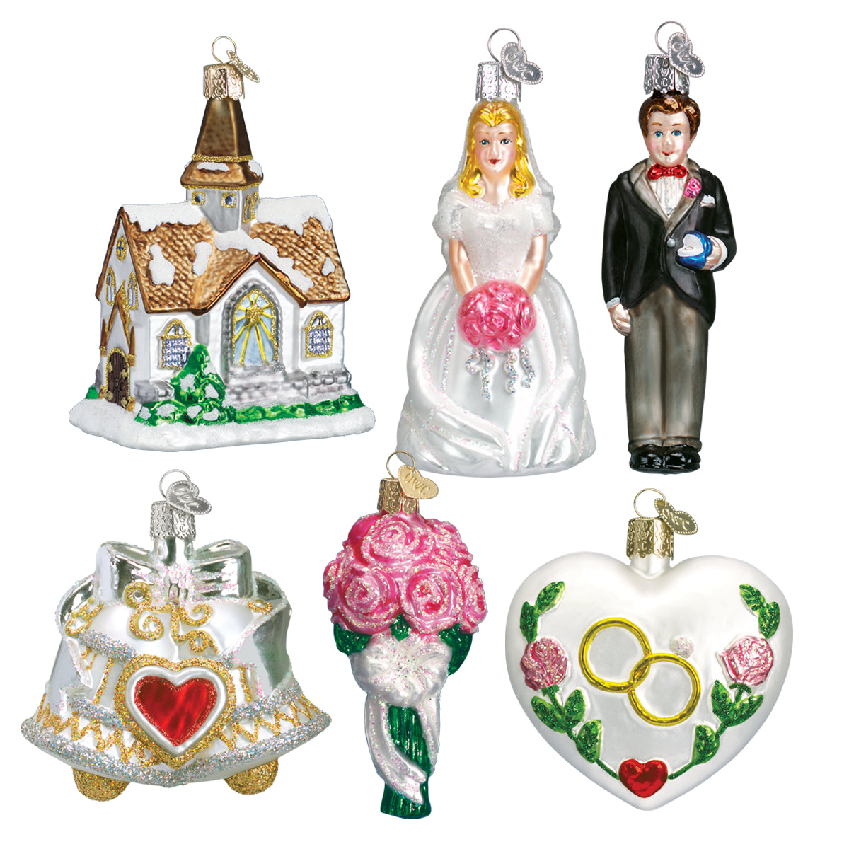 Old World Christmas Wedding Collection Ornament Box Set - 2