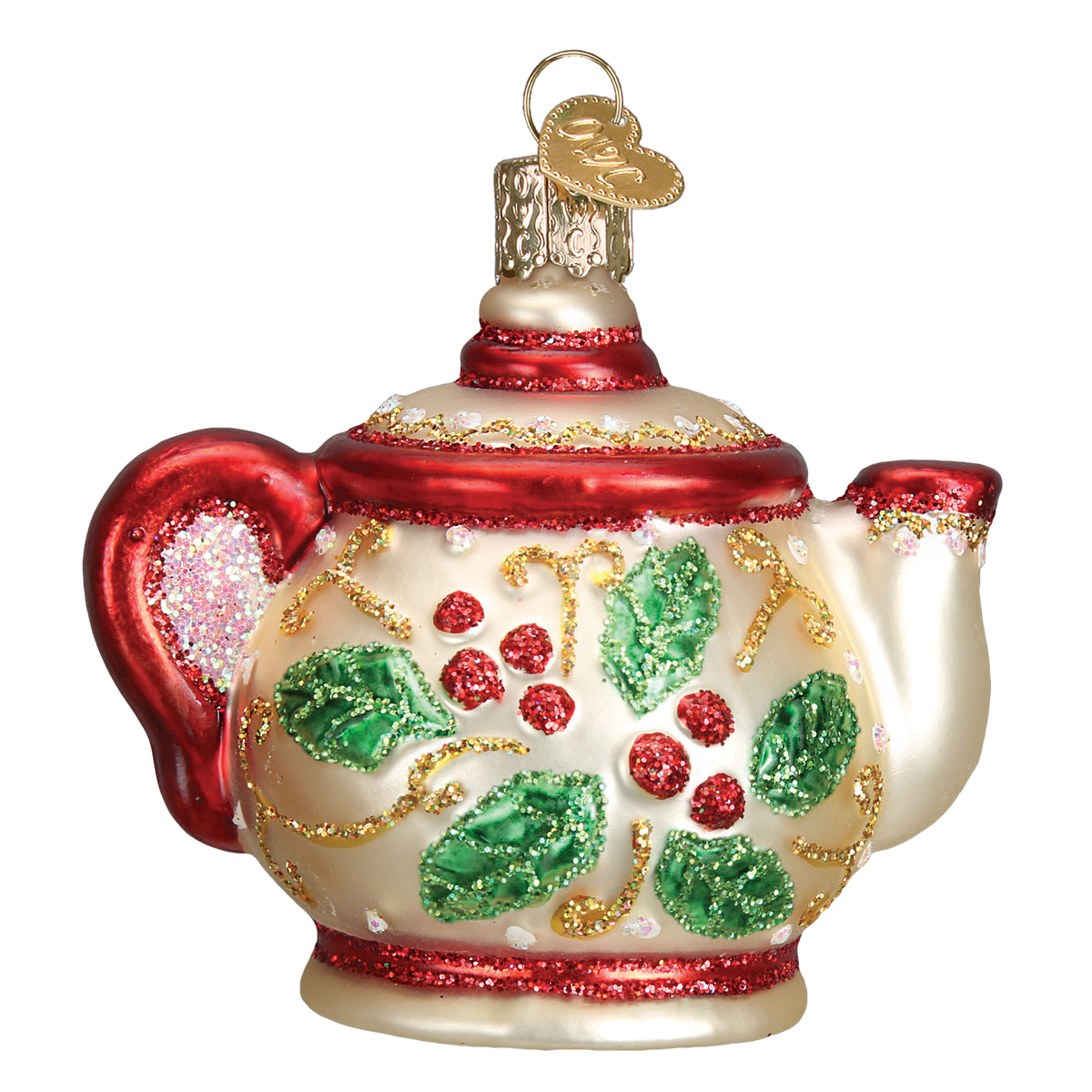 Holly Teapot Ornament