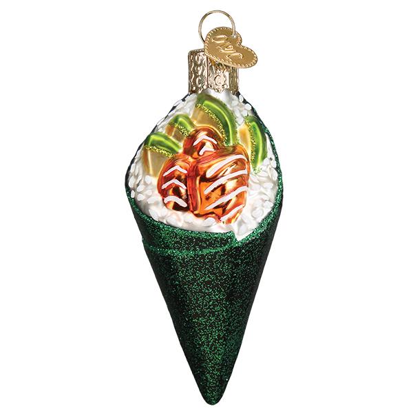 Sushi Roll Glass Ornament Xmas Funny Japanese Food Holiday Gift