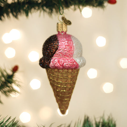 Neapolitan Ice Cream Cone Ornament