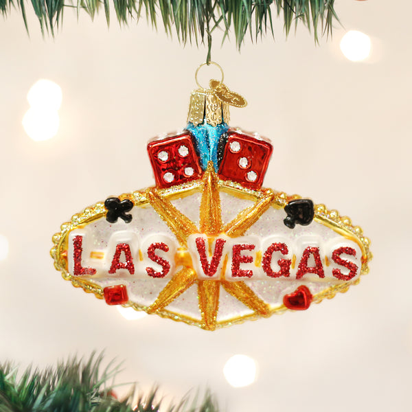 Old World Christmas Las Vegas Sign Glass Ornament