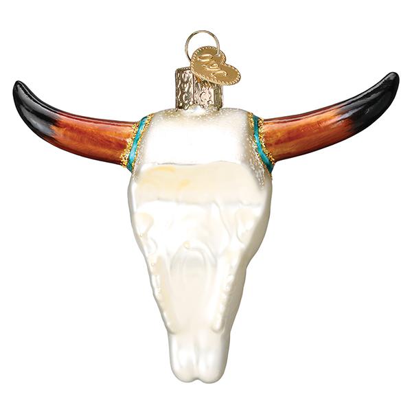 Old World Christmas Ornament – Südwestlicher Steer Skull, Mundgeblasen, Handbemalt & Glitzernd