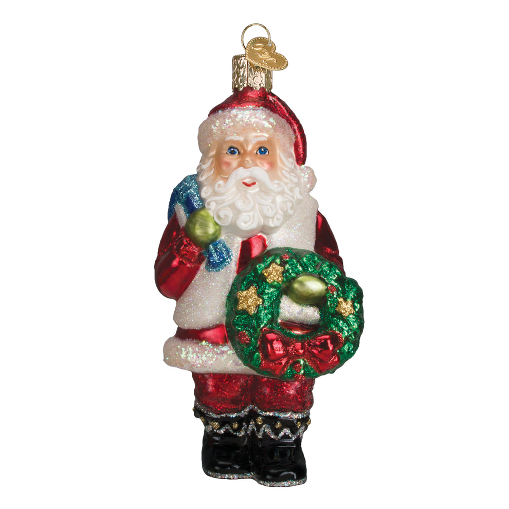 Santa With Wreath Ornament | Old World Christmas™