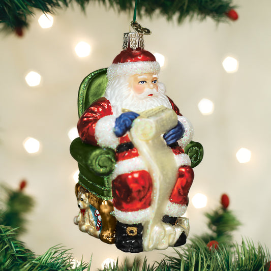 Santa Checking His List Ornament