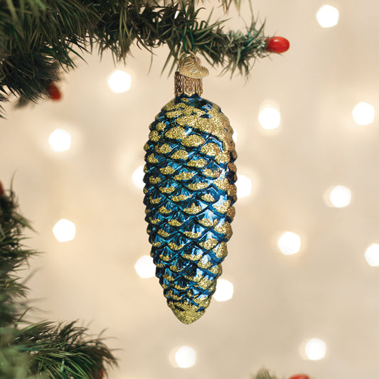 Blue Shimmering Cone Ornament
