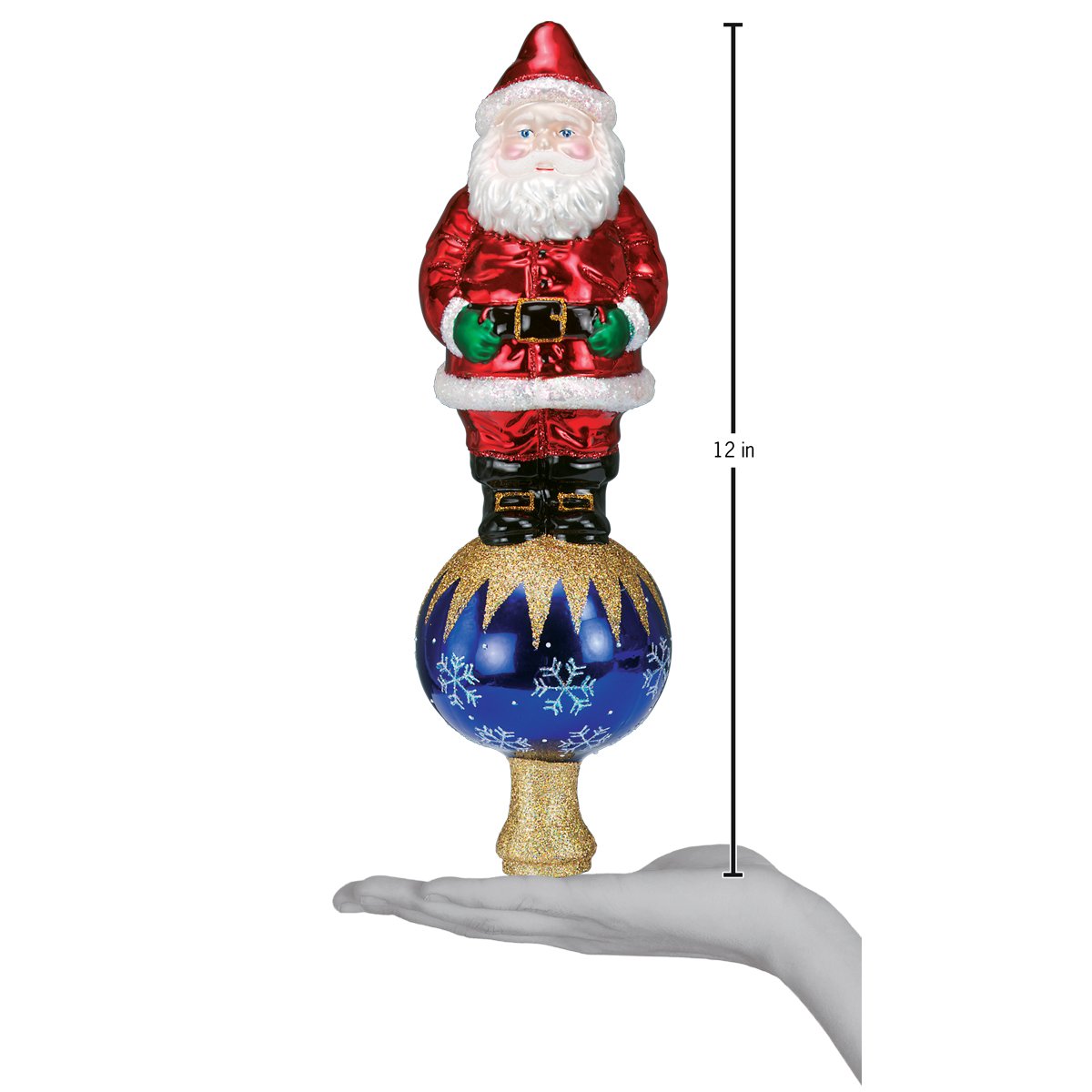 Old World Christmas Blown Glass Tree Topper - Santa